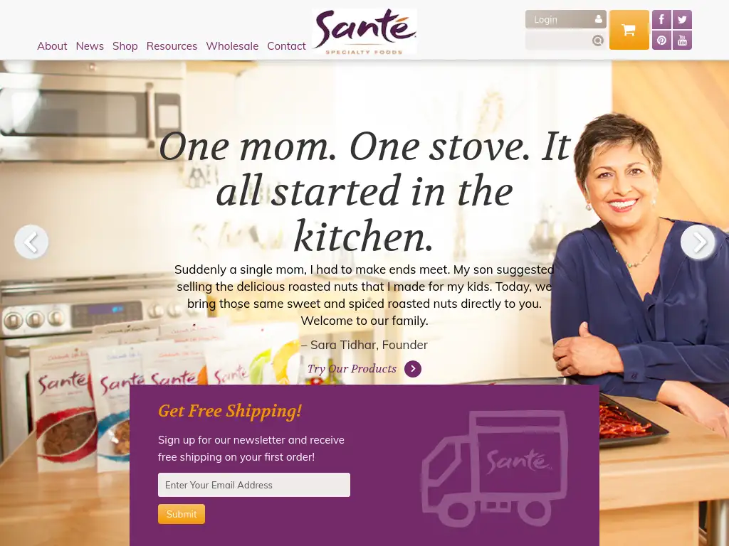 Santé Specialty Foods website